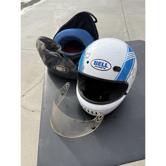 Vintage Bell Sport Motorcycle Helmet Snell DOT Racing Helmet Size 7 w/Shield