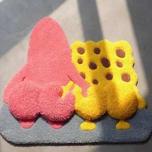 Tufted Spongebob & Patrick Rug, Kawaii Cartoon Decor
