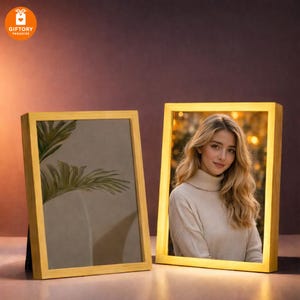 Personalized Light-Up Photo Mirror Frame, Custom Portrait, Anniversary Gift