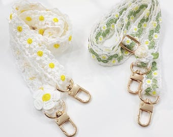 Handgemaakte Daisy Lace telefoonsleutelkoord, crossbody camerariem
