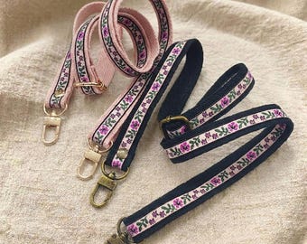 Boho crossbody telefoonkoord, camerariem met bloemenborduurwerk, vervanging voor canvas tas, verstelbaar lang telefoonkoord, schouderriem voor dames
