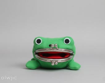 Uroczy portfel z żabą, portfel z żabą Kawaii, mini saszetka z zamkiem Kiss Lock, mały portfel na monety, prezent dla dzieci i miłośników żab