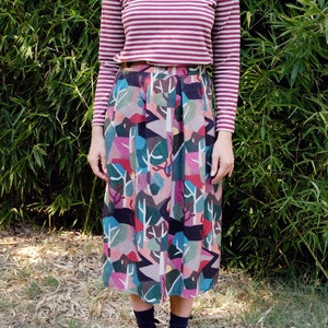 Midi printed vintage viscose pleated Woman skirt [Cinnamon skirt/Tim Burton]
