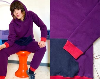 Felpa con cappuccio in cotone felpato viola [Hoodie wow/purple]