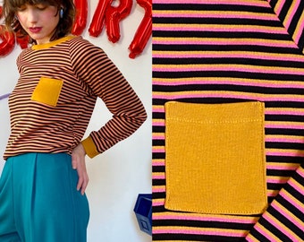 Handmade pink, yellow and black sweater [Instanbul Sweater/black pink yellow]