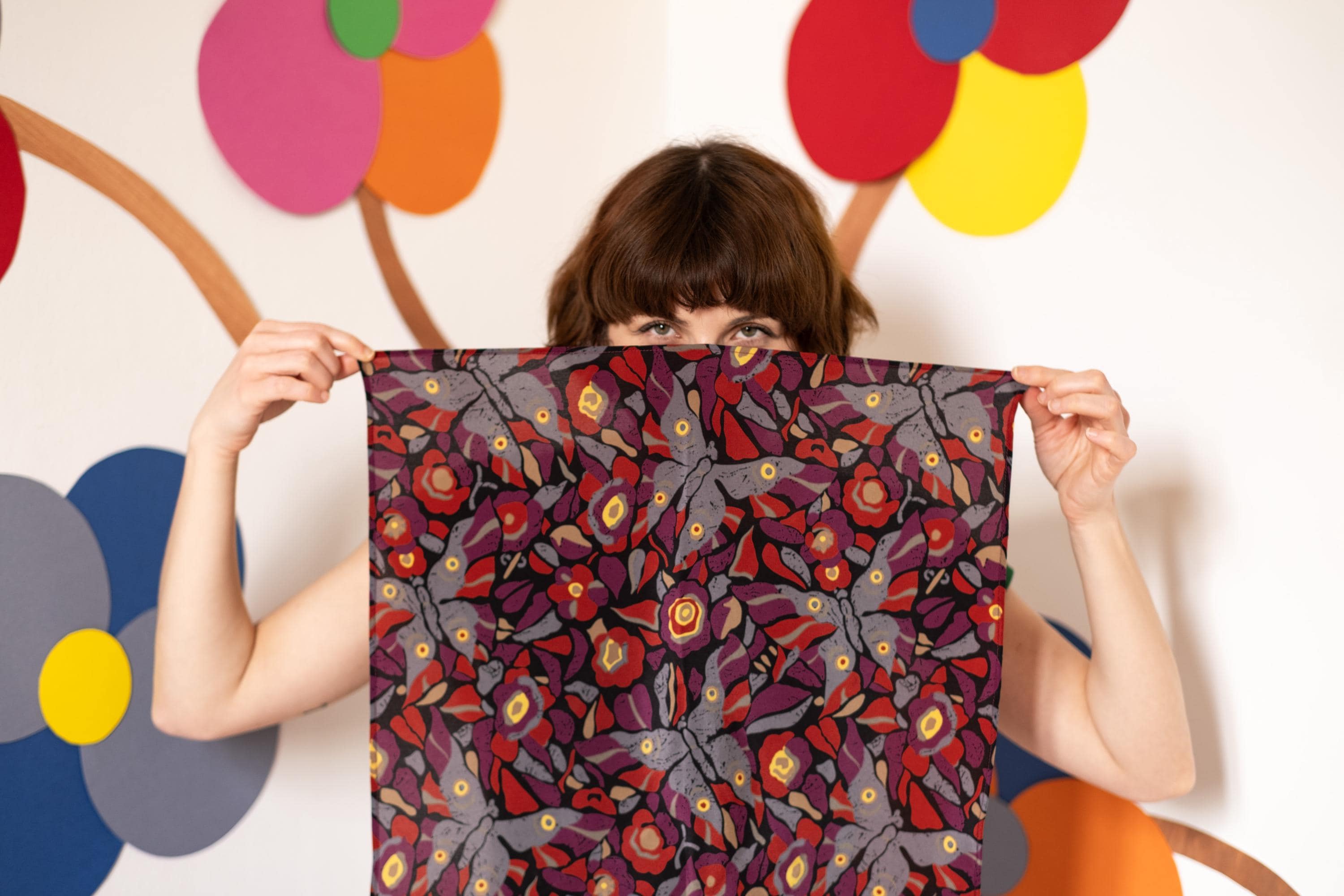 Foulard 100% Seta Foulard Effetto Seta Quadrato 53x53 Cm - Motivo Impressionismo Vintage Per Ufficio E Casual Accessorio Moda Multiuso Ufficio