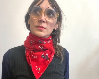 Warm cotton flower pattern kerchief scarf, bandana scarf, triangle scarf, bandana style [T-Scarf/Prada flower]