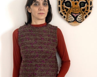 Handmade Vintage Mohair-Wool vest, Small, Media, Large [Malaga Vest /brown melange]
