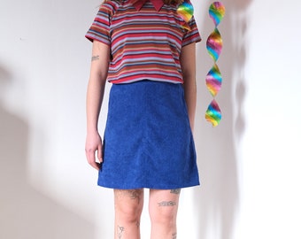 Electric blue light-wear A-line corduroy miniskirt [Tokyo/electric blue]