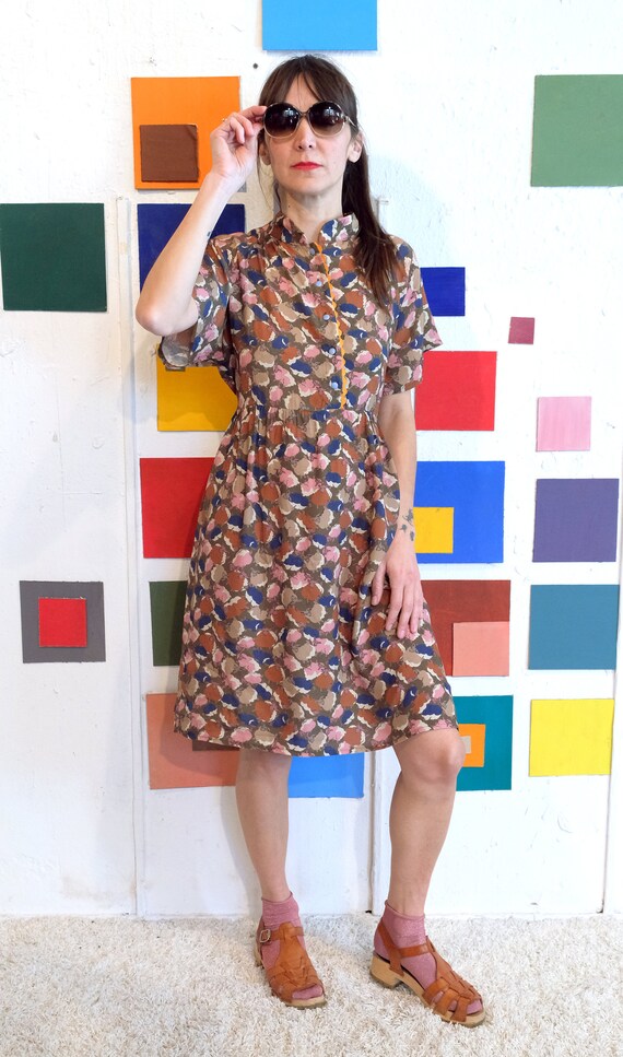 Sheep Print Viscose Smock Dress With 