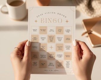 Vision Board-bingo 2026 | Spel voor nieuwjaarsresolutie (digitale download)
