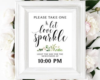Let Love Sparkle at 10 pm | 8 x 10 | DIY Printable | Shine | Black Font | Greenery | PDF and JPG Files | Instant Download