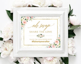 Oh Snap Sign | 8 x 10 | Modern Mixed Fonts | Gold Font | Bouquet Options | Hashtag Sign | Social Media