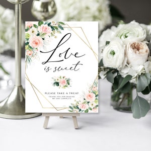 Love is Sweet Sign | Shower Printable | Dessert Table | Ethereal Blooms | Pink Roses | Greenery | Instant Download | Sweet Table Sign