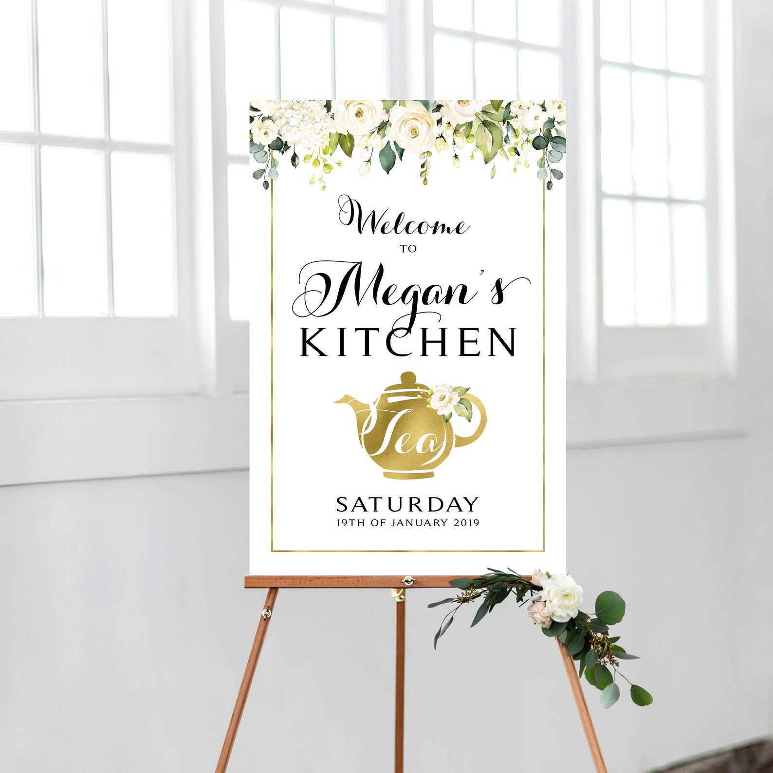 Greenery Kitchen Tea Sign Bridal Tea Sign High Tea Etsy