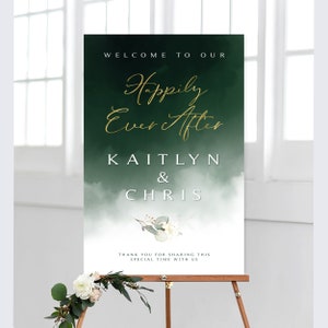 Greenery Wedding Welcome Sign: Personalized Watercolor Design (Digital Printable)