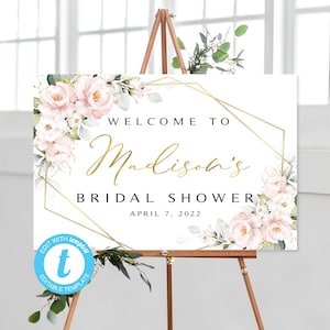 Pink Floral Bridal Shower Welcome Sign: DIY Template (Digital Download)