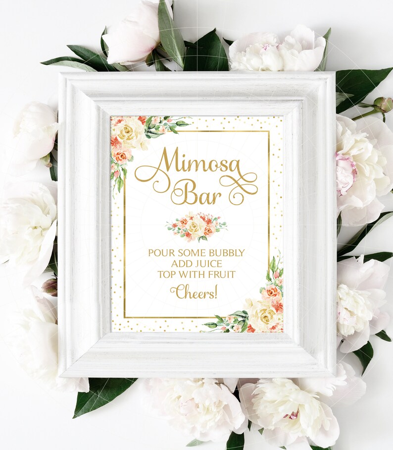 Gold Ever After Golden Blooms DIY Printable Instant Download DIY Printable 8 x 10 Mimosa Bar Sign