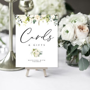 Greenery Cards and Gifts Sign | 8 x 10  | Greenery | Cream Roses | Instant Download | DIY Printable