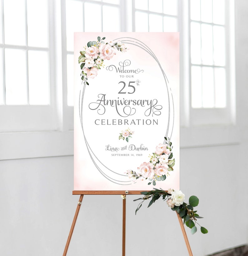 Personalized Oval Framing Ever After Blush Roses Various Sizes DIY Printable Wedding Anniversary