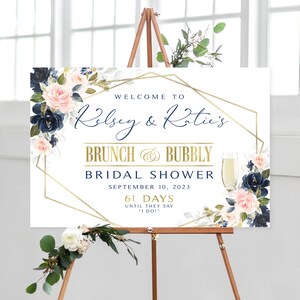 Blush & Navy Bridal Shower Welcome Sign (Digital Printable)