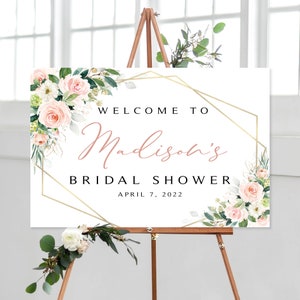 Pink Floral Bridal Shower Welcome Sign: Ethereal Blooms (Digital Printable)