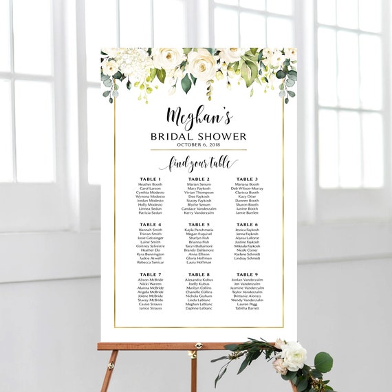 Bridal Shower Seating Chart