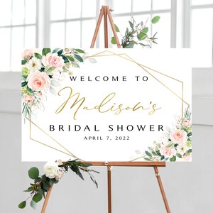 Pink Floral Bridal Shower Welcome Sign: Ethereal Blooms (Digital Printable)