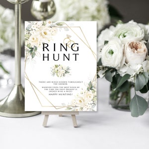 Greenery Ring Hunt Sign: Bridal Shower Game (Digital Download)