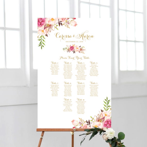 Wedding Seating Chart Size