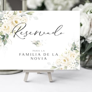 Greenery Reservado Wedding Sign: Cream & White Roses (DIY Printable)