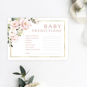 Carte florale rose de prévisions de bébé | Carte à insérer 3,5 x 5 | Roses roses | roses roses | Téléchargement instantané | DIY imprimable