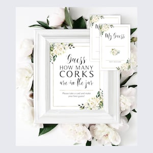 Jeu de douche nuptiale roses crème : carte et enseigne en liège (téléchargement numérique)
