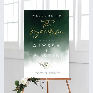 Greenery Night Before Sign | Rehearsal Dinner Welcome Sign and Bonus Printable | Digital Download | Rehearsal Dinner Decor