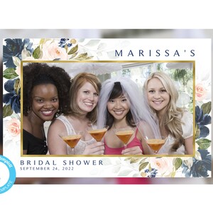 Blush and Navy Bridal Shower Photo Booth Frame |   Templett | Editable Template | Photo Frame | Photo Prop | Blush and Navy