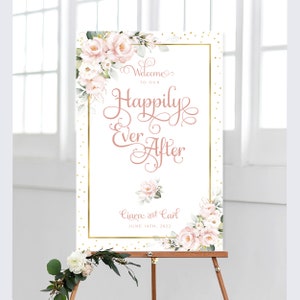 Blush Roses Wedding Welcome Sign: Personalized Floral Decor (DIY Printable)