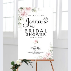 Pink Floral Bridal Shower Welcome Sign (Digital Download)
