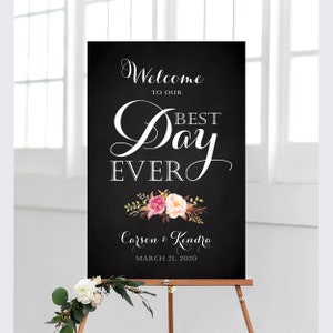 Vintage Chalkboard Wedding Welcome Sign: Personalized Floral Decor (DIY Printable)