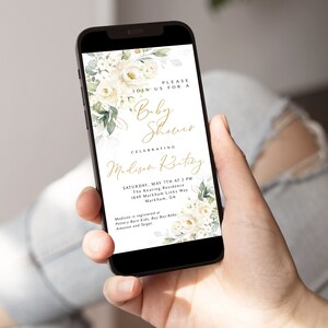 Greenery Baby Shower Invitation Template: Personalized Floral Evite (Digital Download)