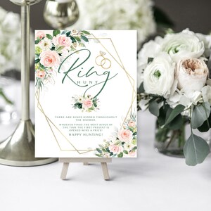 Floral Ring Hunt Bridal Shower Game Sign (Instant Download)