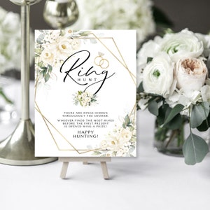 Greenery Ring Hunt Sign: Bridal Shower Game (Digital Download)