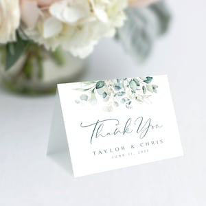 Greenery Wedding Thank You Card / Personalizzato / Tendated Thank Card / 5 x 3.5 / Personalizzato / Greenery / Eucalipto / Stampabile
