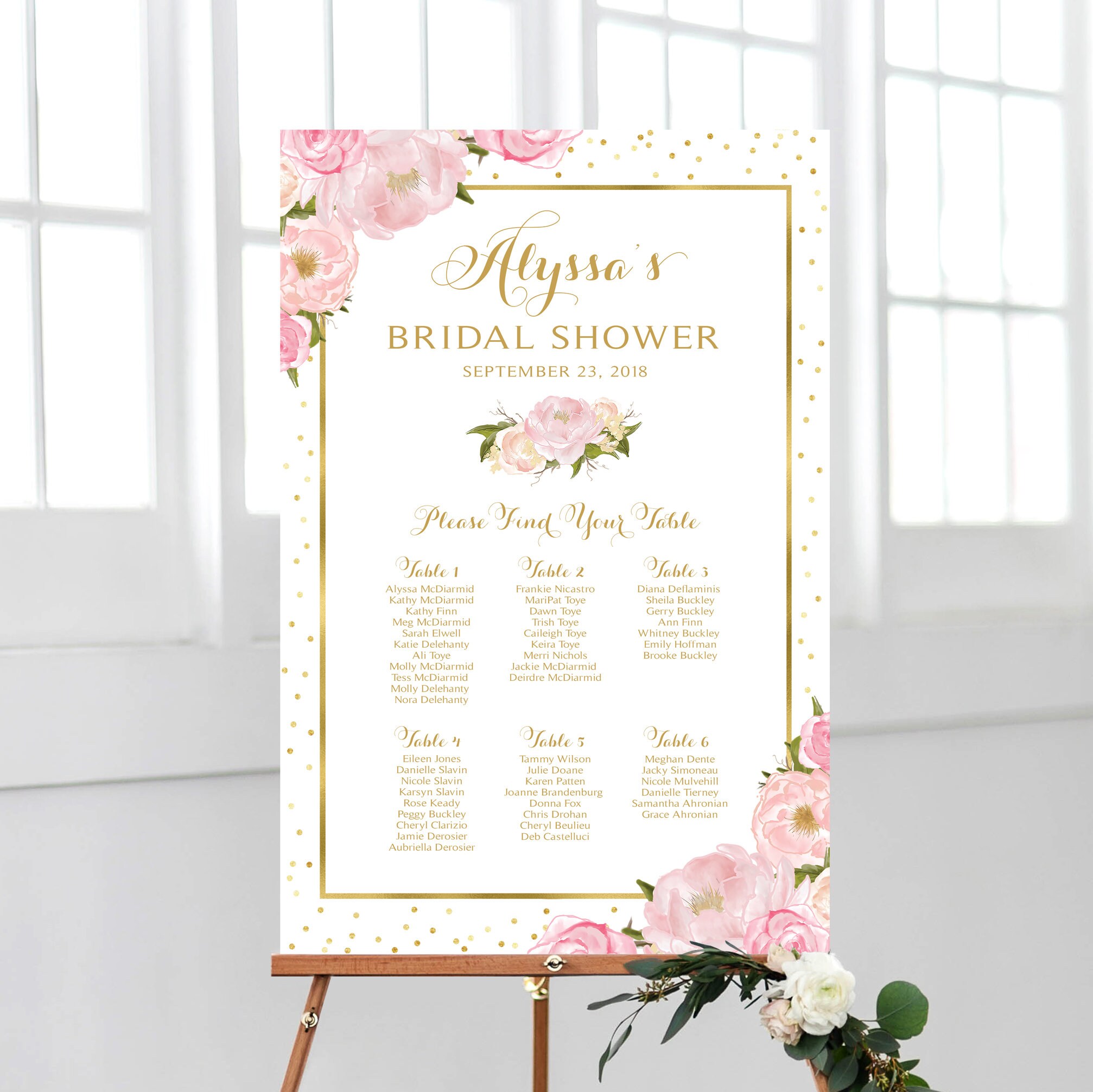Bridal Shower Seating Chart Seating Plan Personalized by Etsy
