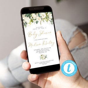 Greenery Baby Shower Invite: Floral Invitation Template (Digital Download)
