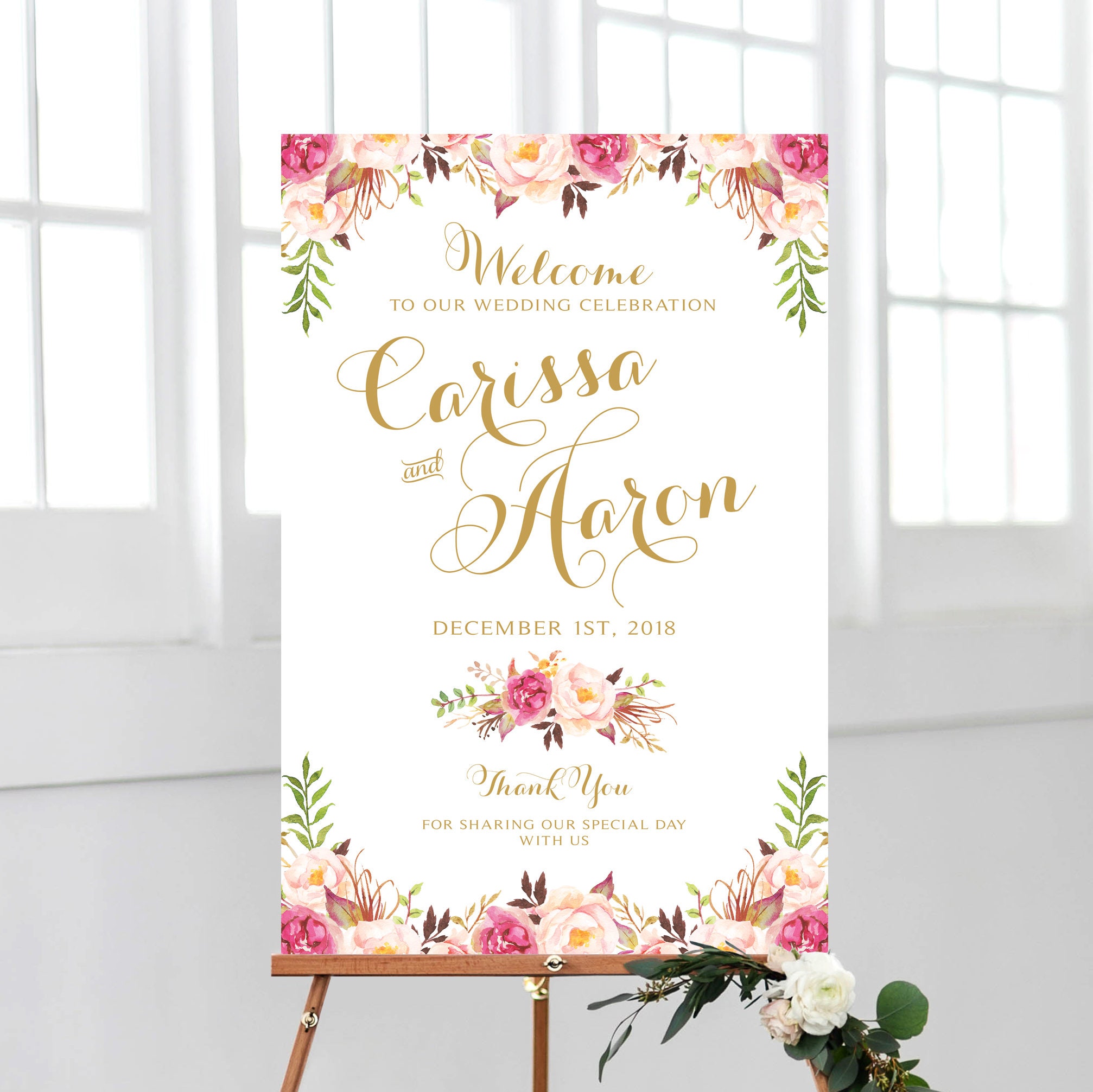 Wedding Welcome Sign  | Large Wedding Poster | Various Sizes | Vintag…