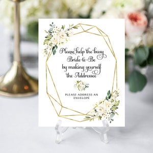 Greenery Cream Roses Address an Envelope Sign (DIY Printable)