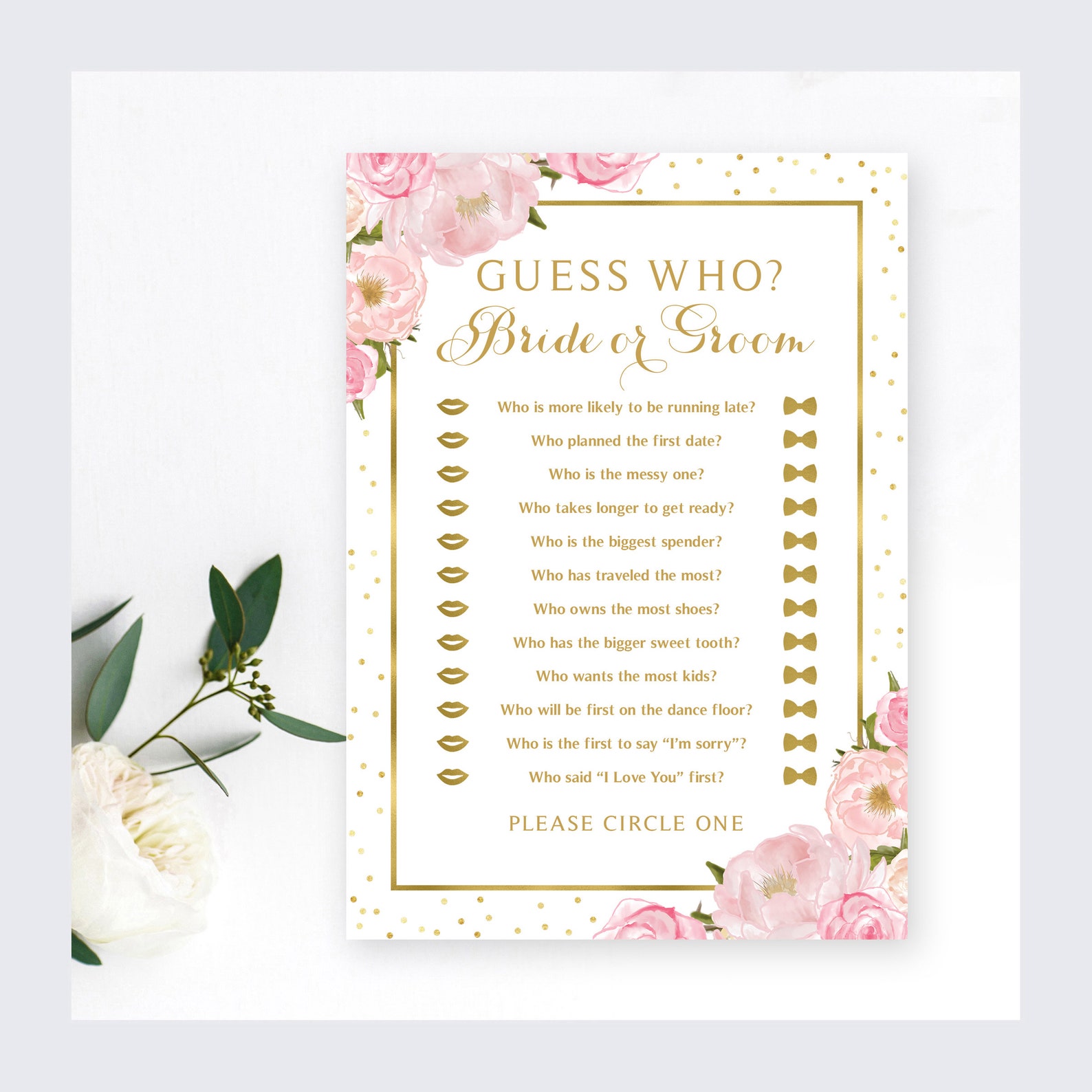 Bridal Shower Game Guess Who 5 x 7 Game Cards Romantique Etsy