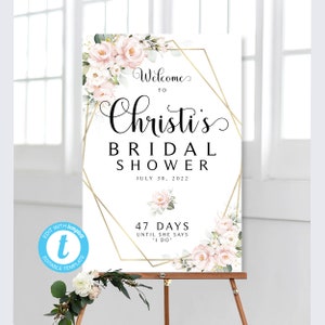 Pink Floral Bridal Shower Welcome Sign: DIY Template (Digital Download)