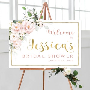 Pink Floral Bridal Shower Welcome Sign (Digital Download)