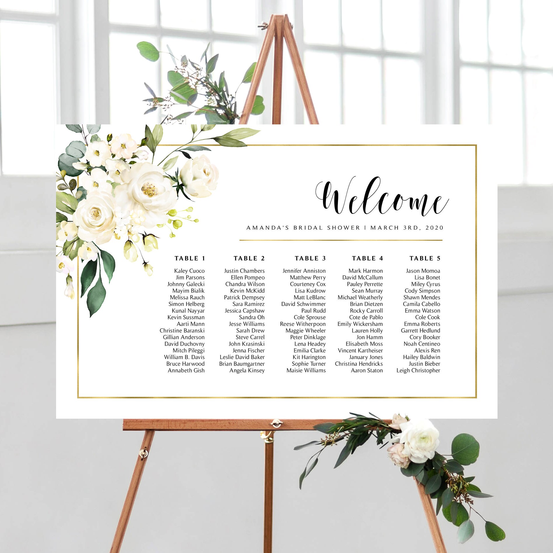 Various Sizes Personalized Seating Plan Rose Gold Diy Printable Bridal Shower Seating Chart By Table Romantic Blooms Wall Hangings Wall Decor Gkjwonosari Com